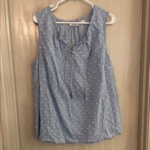 100% Cotton | Light Blue Polka Dot Tie-Front Camisole